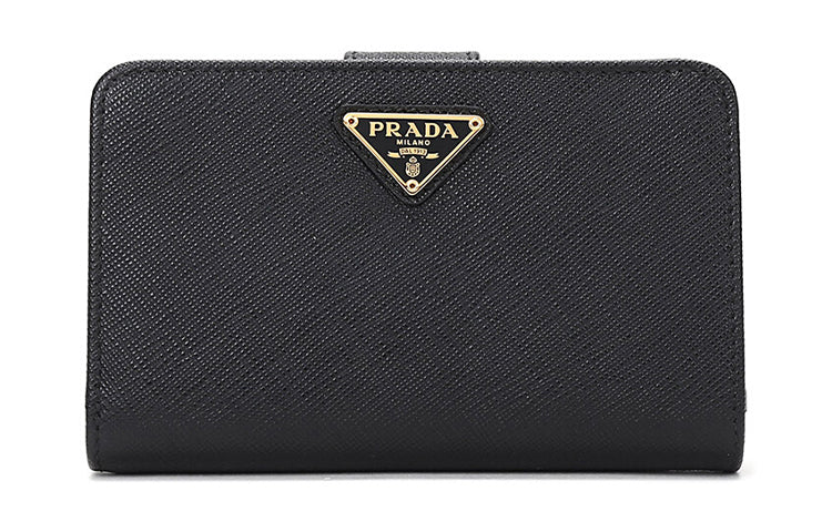 PRADA Cow Leather Wallet Women's Black