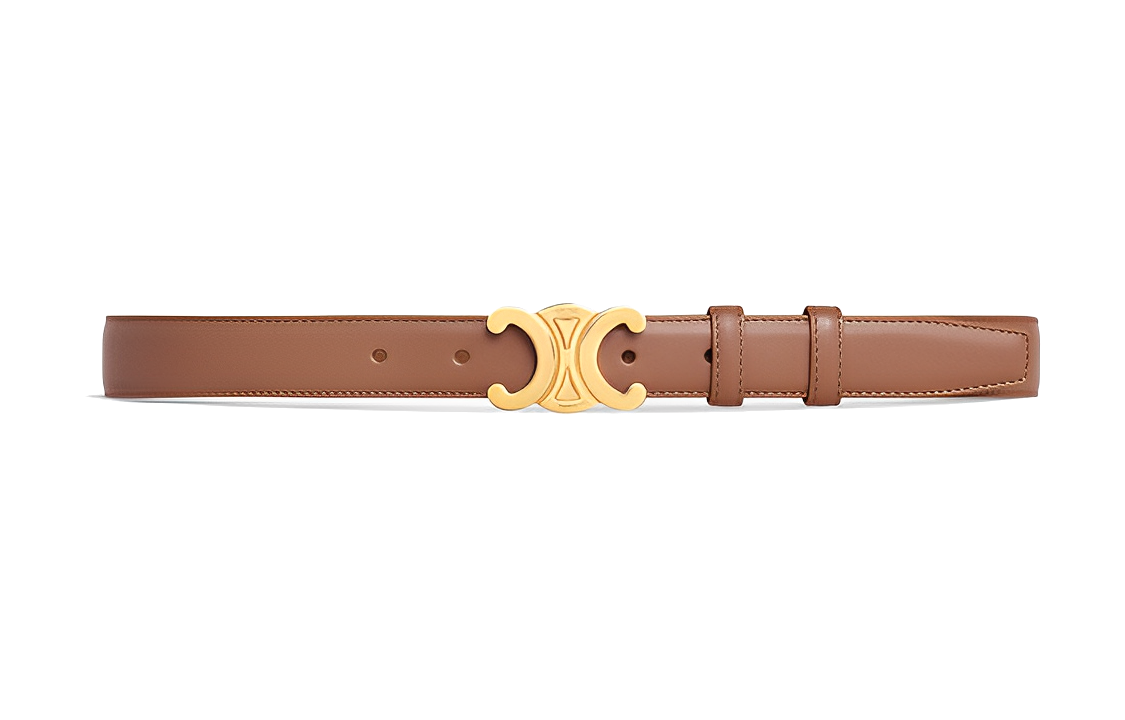 CELINE Cow Leather Belts Women's Width 2.5cm