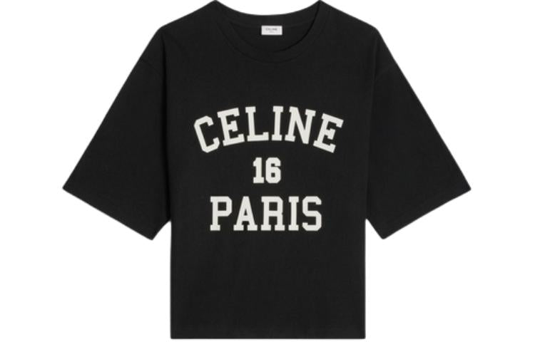 CELINE Drop Shoulder Sleeve T-Shirt Women's Black