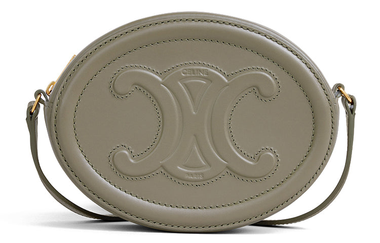CELINE Cuir Triomphe Smooth Cow Leather Mooncake Bag, Wallet, Shoulder Bag, Crossbody Bag Women's Army Green