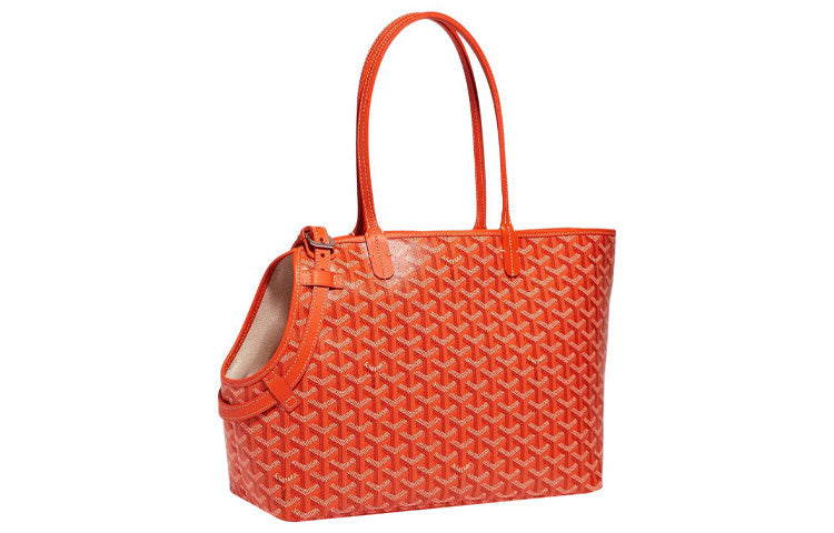 GOYARD Chien Gris Canvas With Leather Bag Accessories Unisex Orange