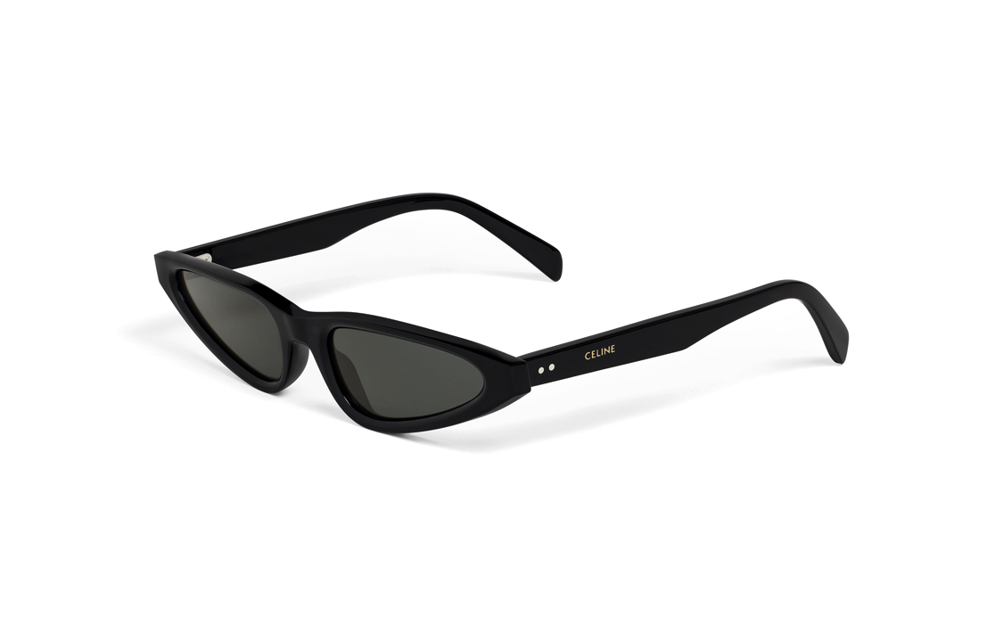 CELINE Acetate Irregular Shape Sunglasses Women's Black