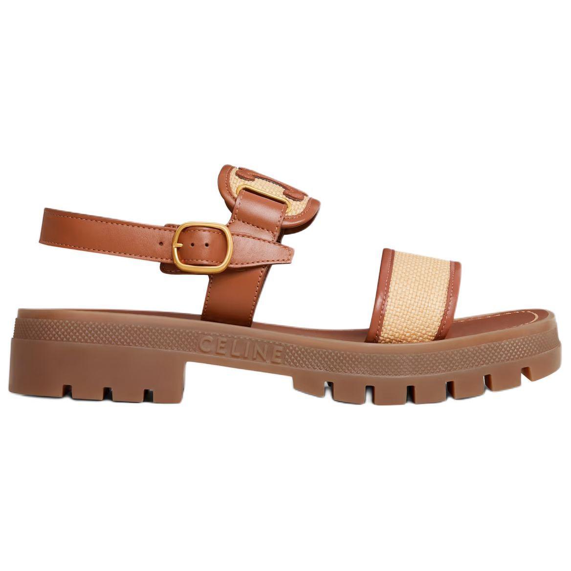 CELINE Clea Triomphe One Strap Sandals 4cm Women's Brown