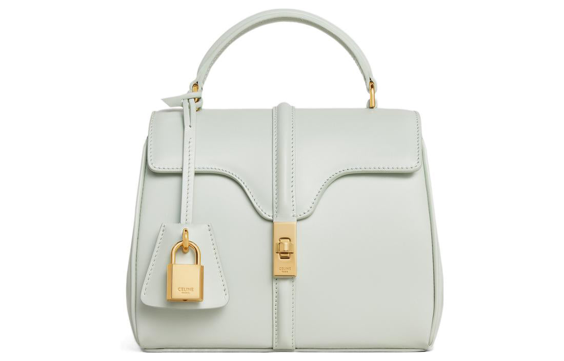 CELINE Cow Leather Shoulder Bag Crossbody Bag Handbag Mini Women's Light Green