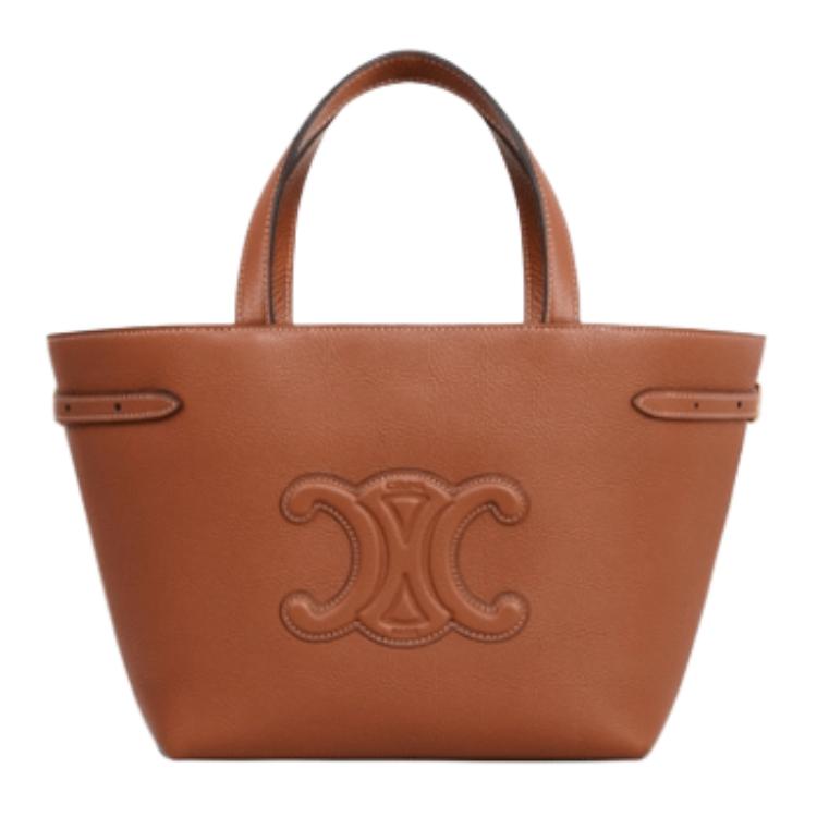 CELINE Cabas Calfskin Tote Bag, Shopping Bag, Shoulder Bag, Handbag Mini Women's Brown