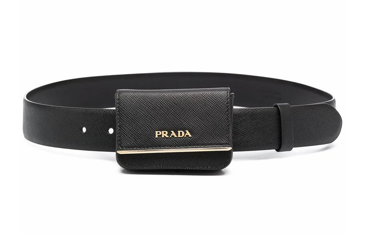 PRADA Calfskin Fanny Pack Regular Unisex Black