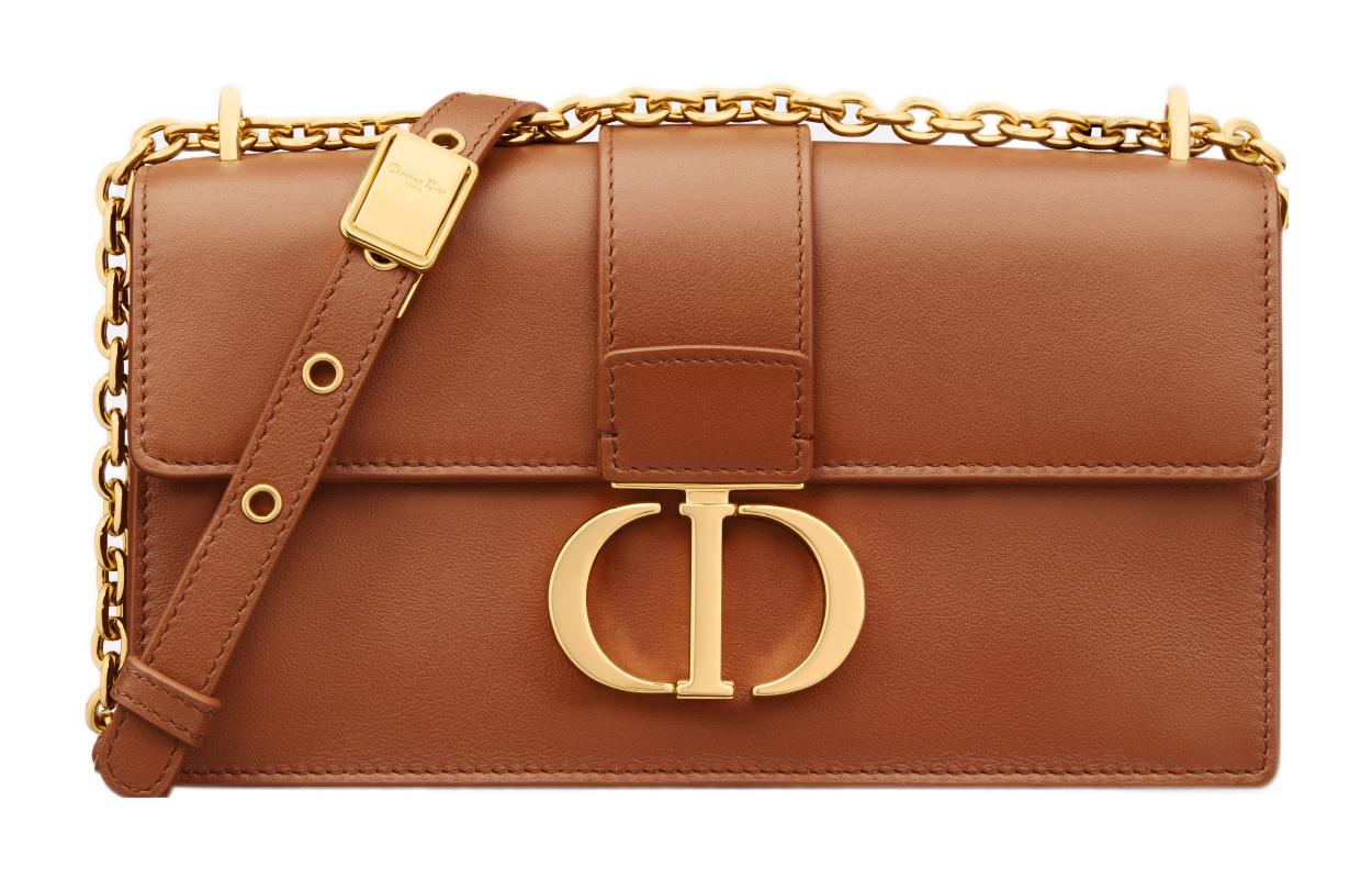 DIOR 30 Montaigne Cow Leather Shoulder Bag Crossbody Bag Women's Gold Brown