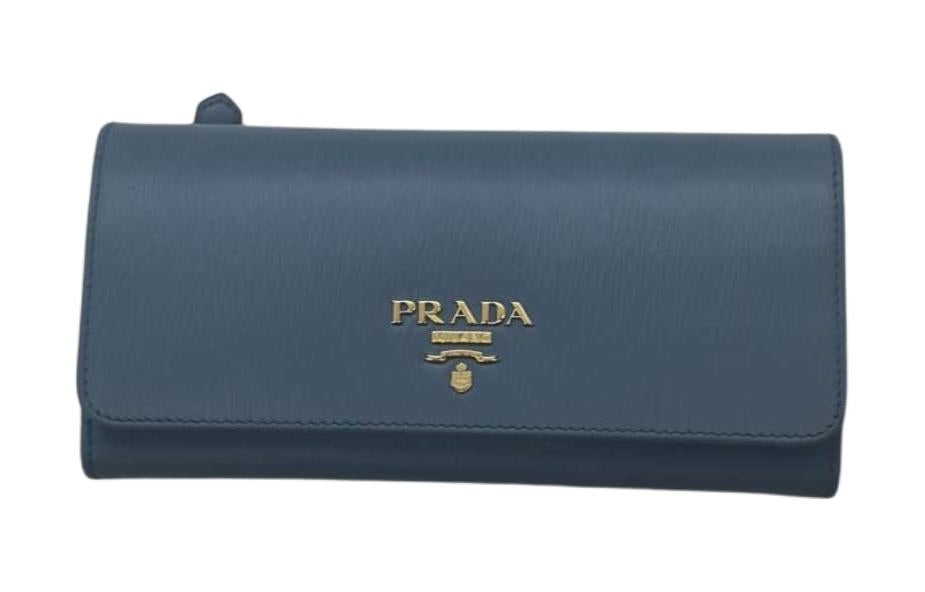 PRADA Calfskin Wallet Women's Blue