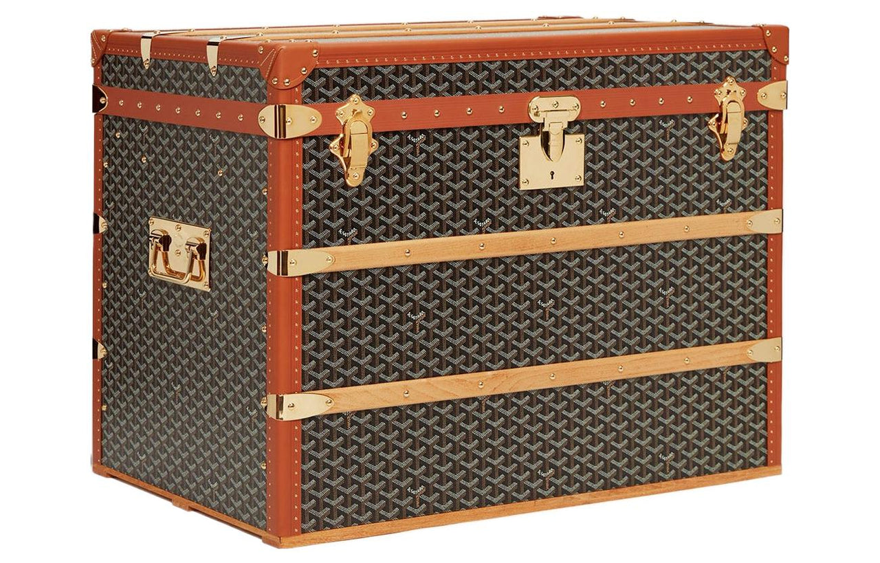 GOYARD Courrier Canvas With Leather Storage Boxes Large Size Unisex Brown