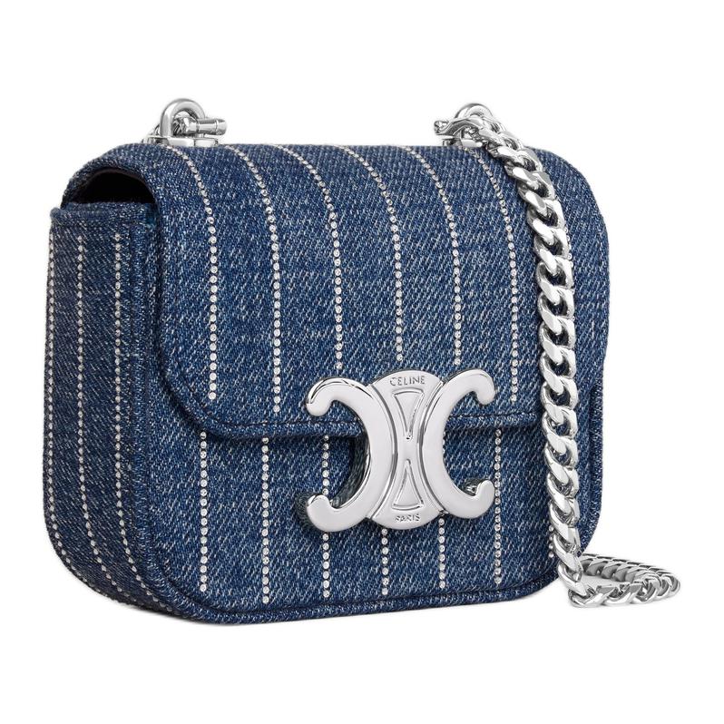 CELINE Claude Denim Shoulder Bag Mini Women's Blue