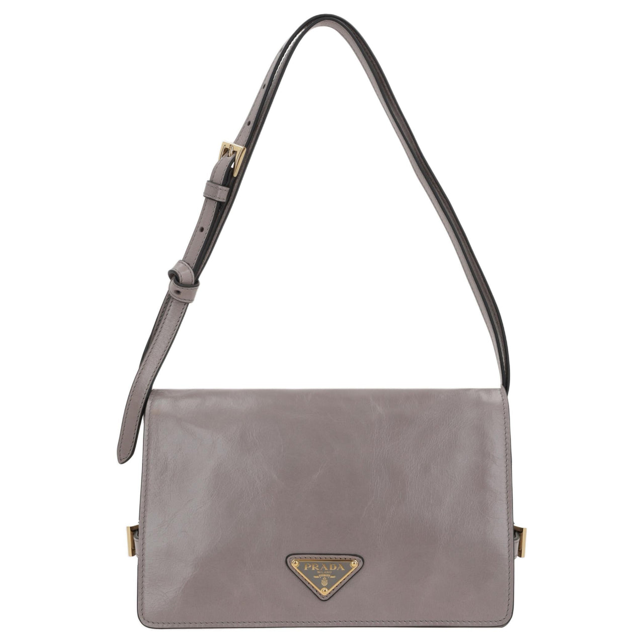 PRADA Calfskin Crossbody Bag, Shoulder Bag Women's Gray