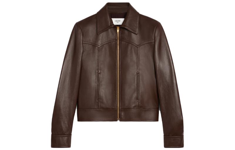 CELINE FW23 Leather Jacket Women's Brown