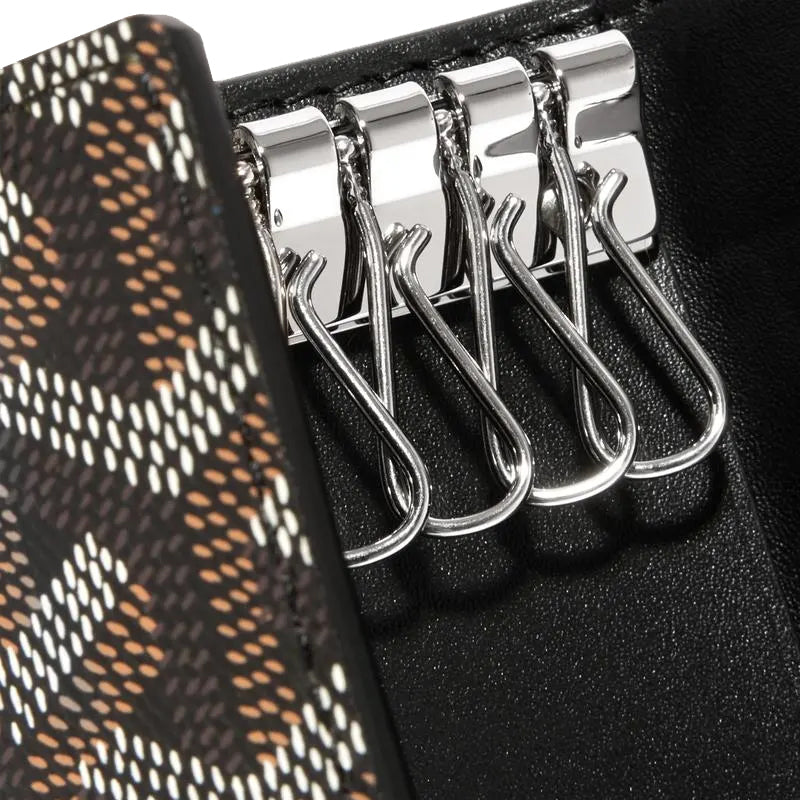 GOYARD SAINT-MICHEL Canvas With Leather Key Pouch Unisex Black