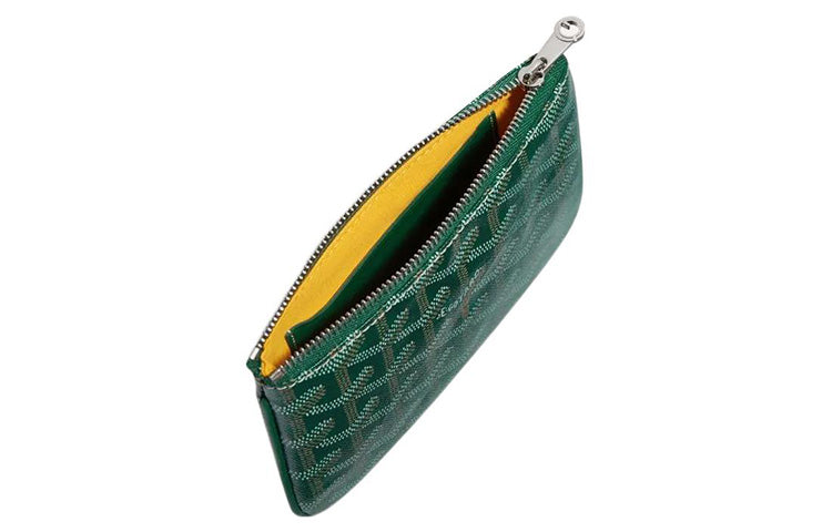 GOYARD SENAT Canvas With Calfskin Wallet Card Holder Clutch Mini Unisex Green