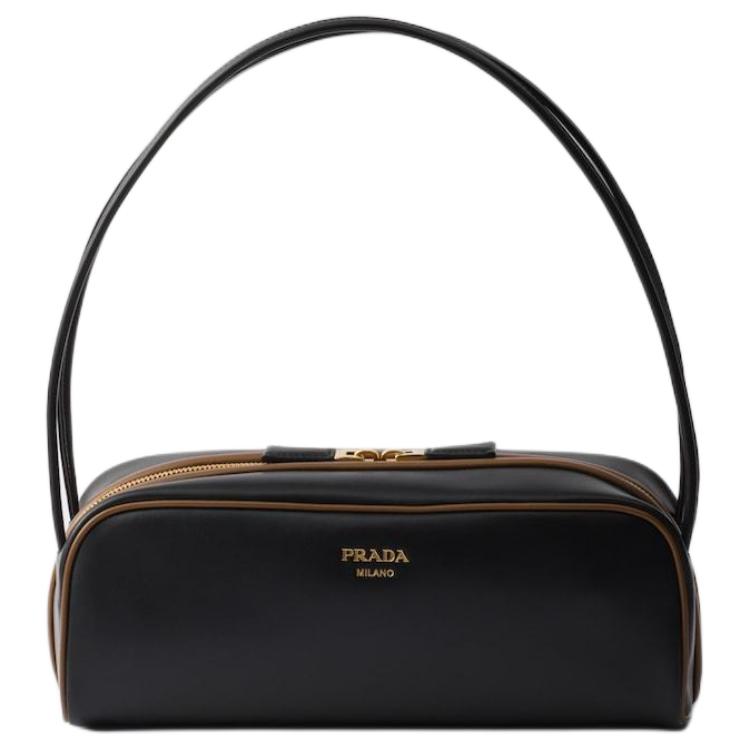 PRADA Calfskin Shoulder Bag Women's Black