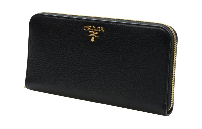 PRADA Cow Leather Wallet Women's Black