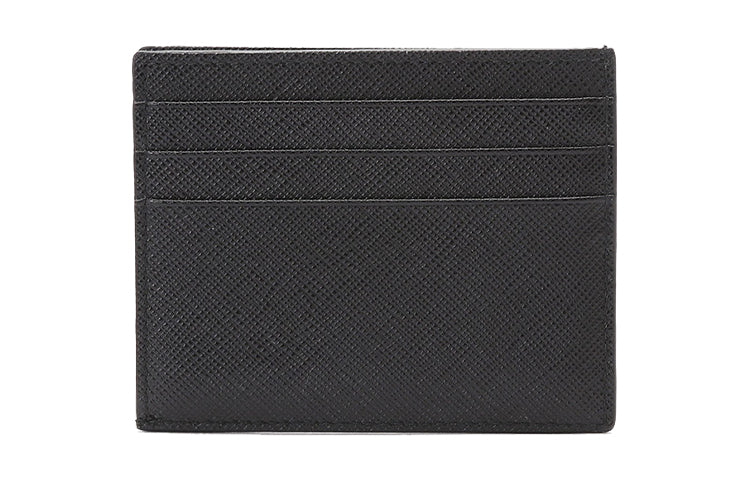 PRADA Cow Leather Card Clip Card Holder Men's Black