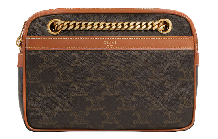 CELINE Cow Leather Portable Crossbody Bag, Shoulder Bag Women's Umber
