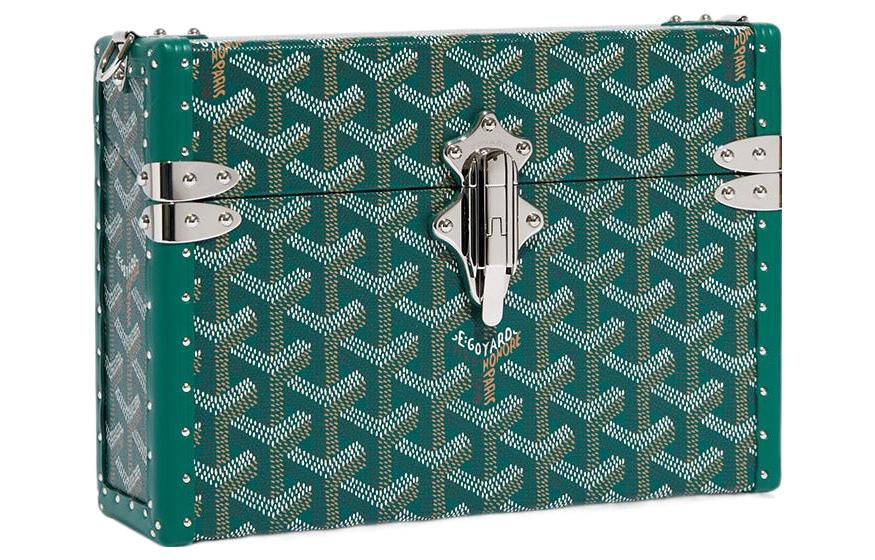 GOYARD Cassette Canvas With Leather Trim TRUNK Hard Case With Crossbody Bag Unisex Green
