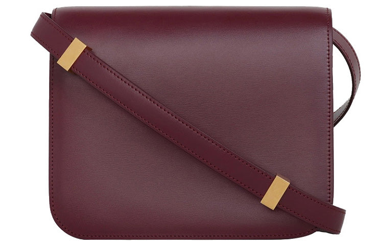 CELINE Classic Bo Polished Cow Leather Block Bag Handbag Crossbody Bag Shoulder Bag Women's Candy Color Burgundy