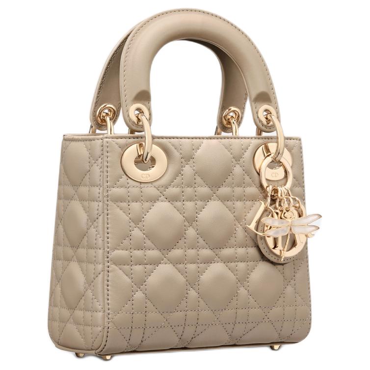 DIOR Lady Dior Lambskin Shoulder Bag Crossbody Bag Handbag Mini Women's Sand