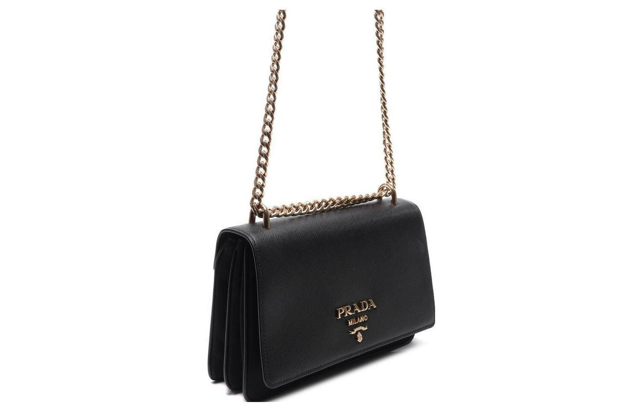 PRADA Cow Leather Shoulder Bag, Crossbody Bag Regular Women's Black