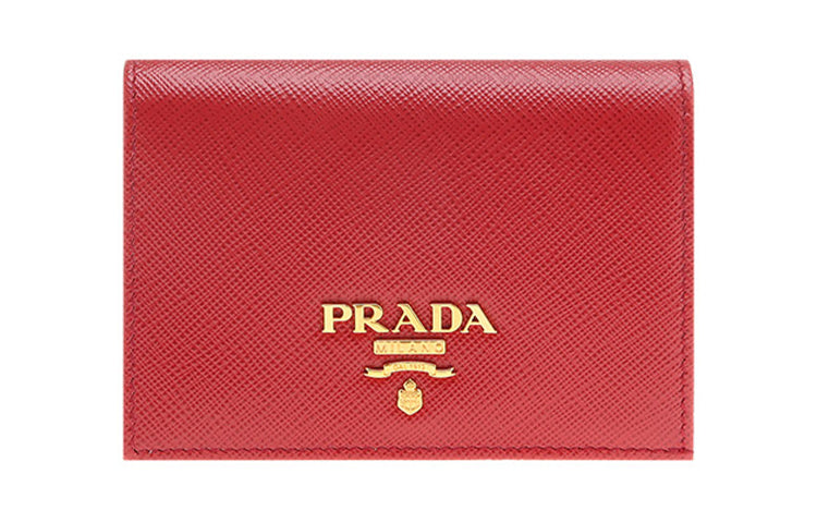 PRADA Cow Leather Wallet Regular Women's Red