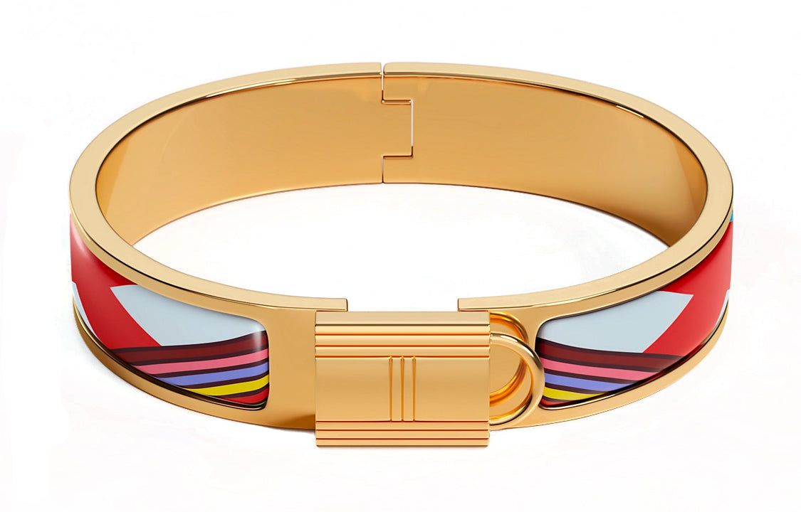 HERMES Bangles Women's Gold/Red