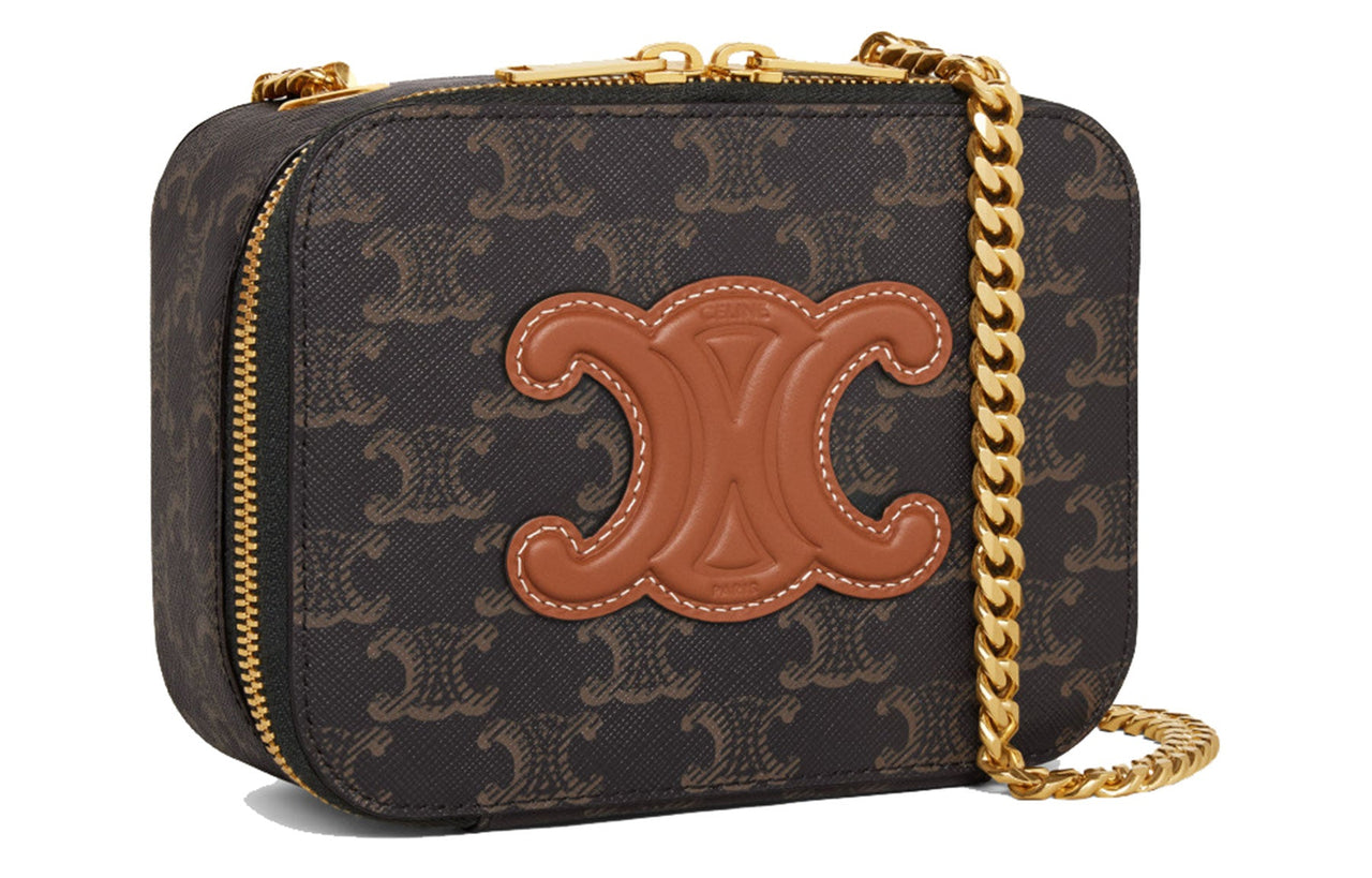 CELINE Canvas With Leather Crossbody Bag, Shoulder Bag Women's Tawny