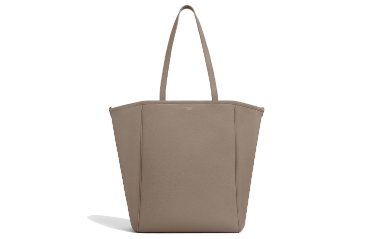 CELINE Calfskin Handbag, Shoulder Bag Medium Size Women's Taupe