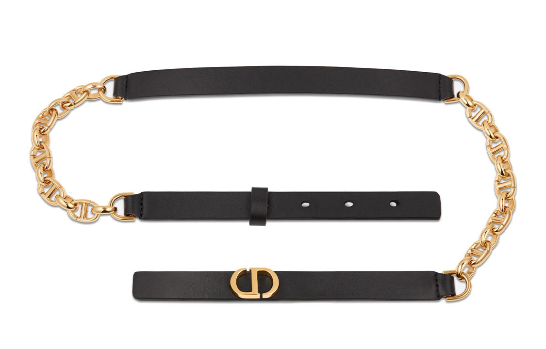 DIOR 30 Montaigne Leather Belts Women's Black