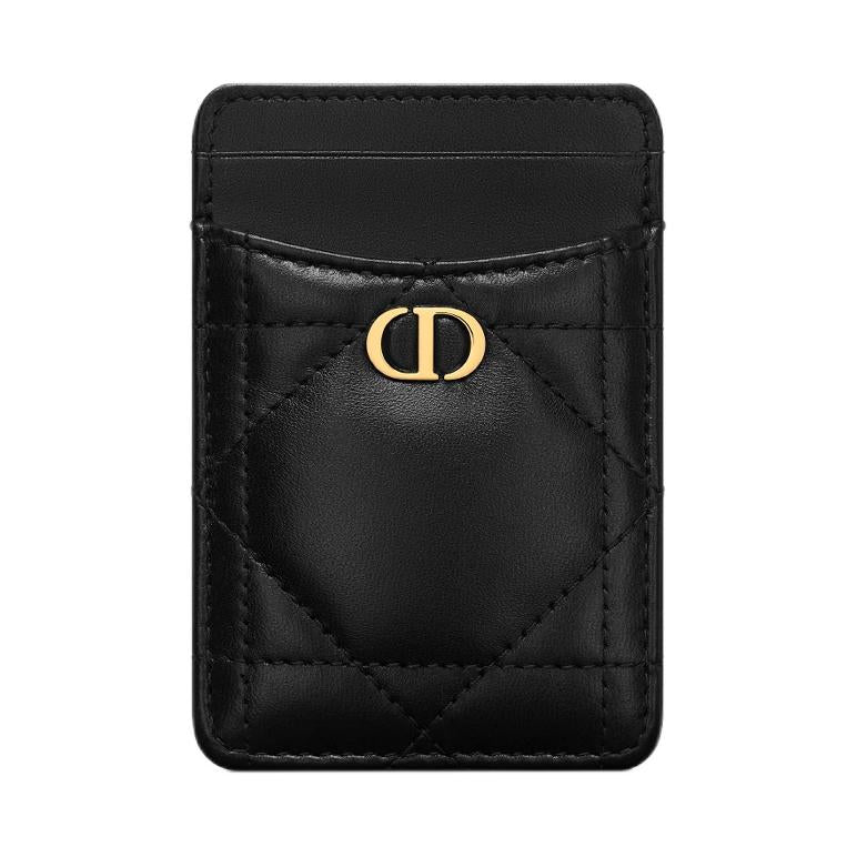 DIOR 30 Montaigne Sheepskin Card Holder Women's Black