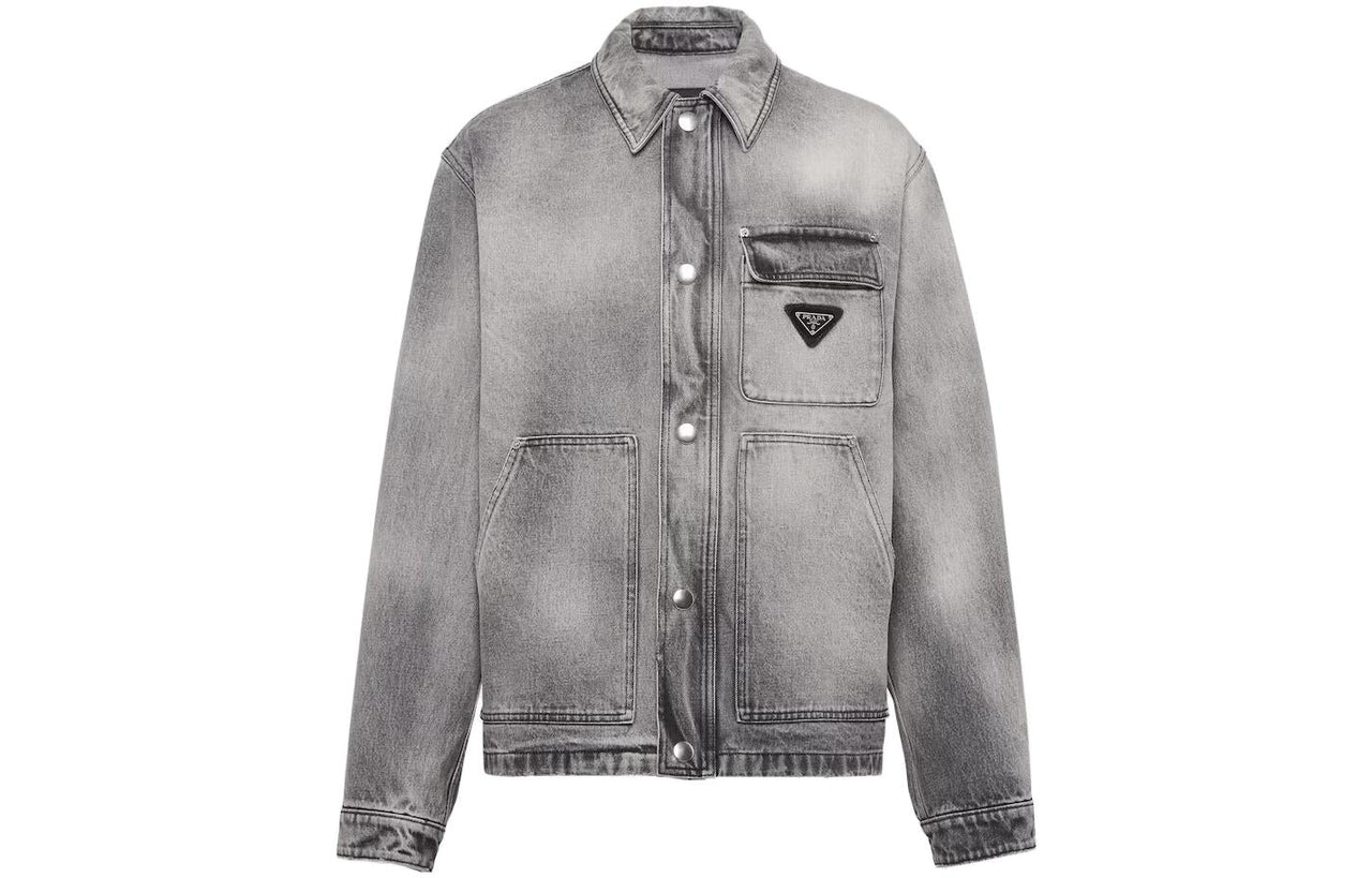 PRADA Denim Jackets Men Gray