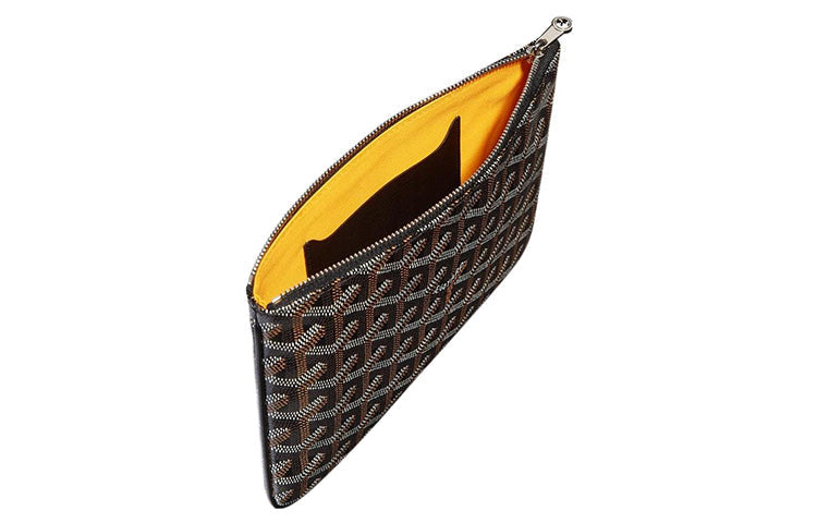 GOYARD SENAT Canvas With Leather Toiletry Bags Storage Bags Clutches Small Size Unisex Black