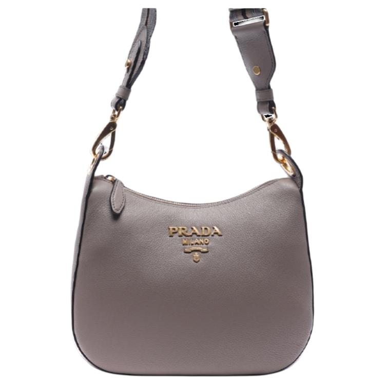 PRADA Cow Leather Crossbody Bag Shoulder Bag Women's Gray