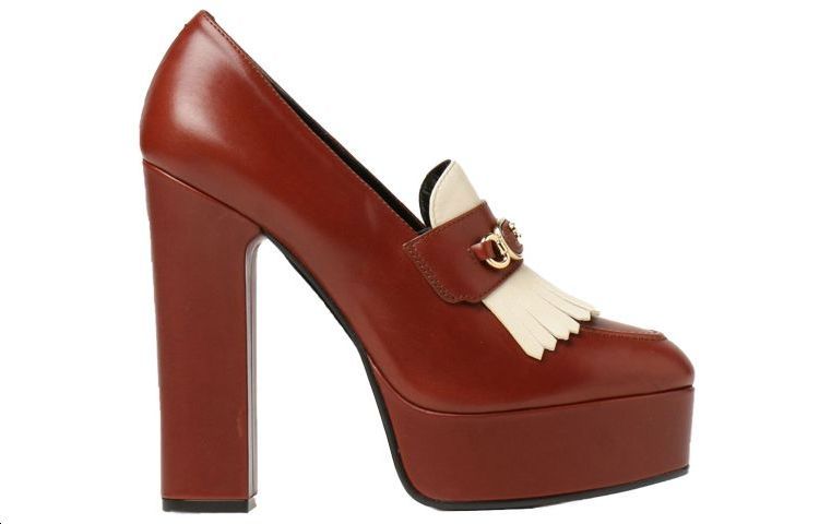 CELINE Chunky Heel High Heels 13cm Women's Brown