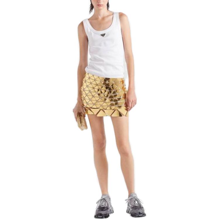 PRADA Casual Short Skirts Women's Gold