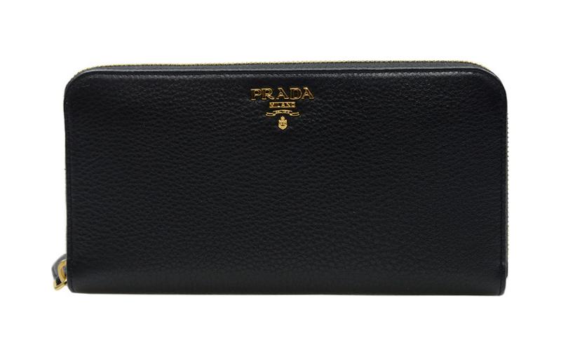 PRADA Cow Leather Wallet Women's Black