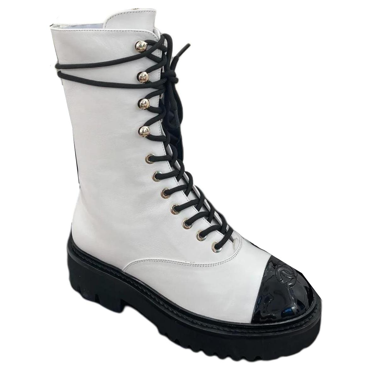 CHANEL 22c Early Spring Ankle Boots Women's White