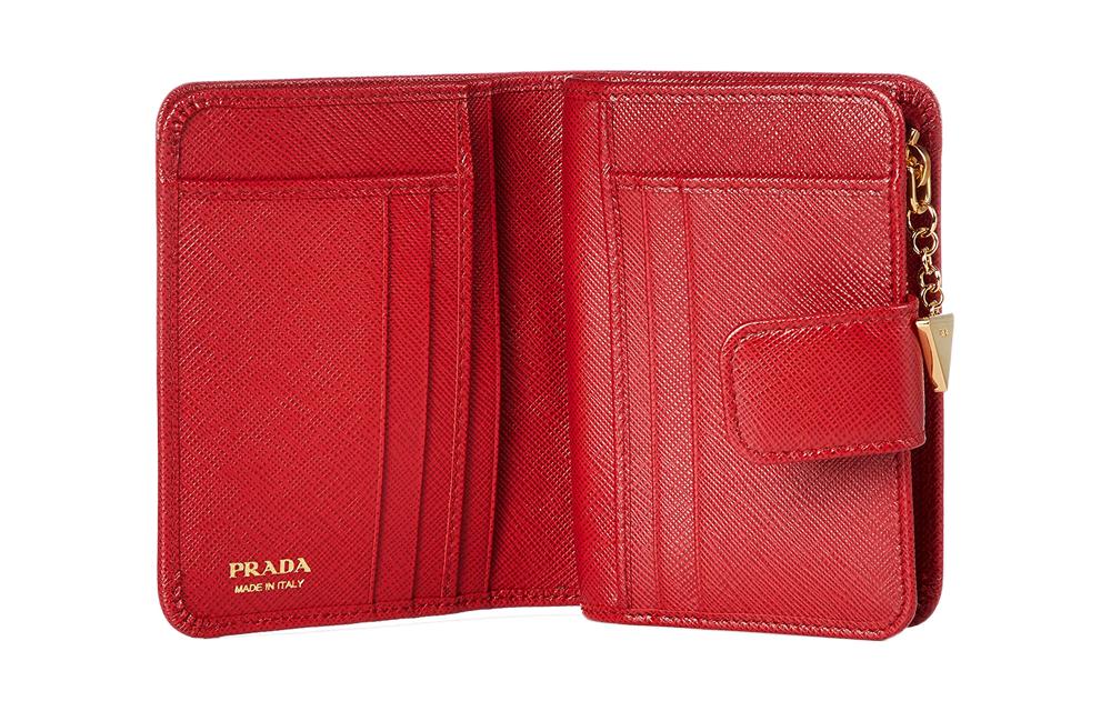 PRADA Cow Leather Wallet Regular Women's Red