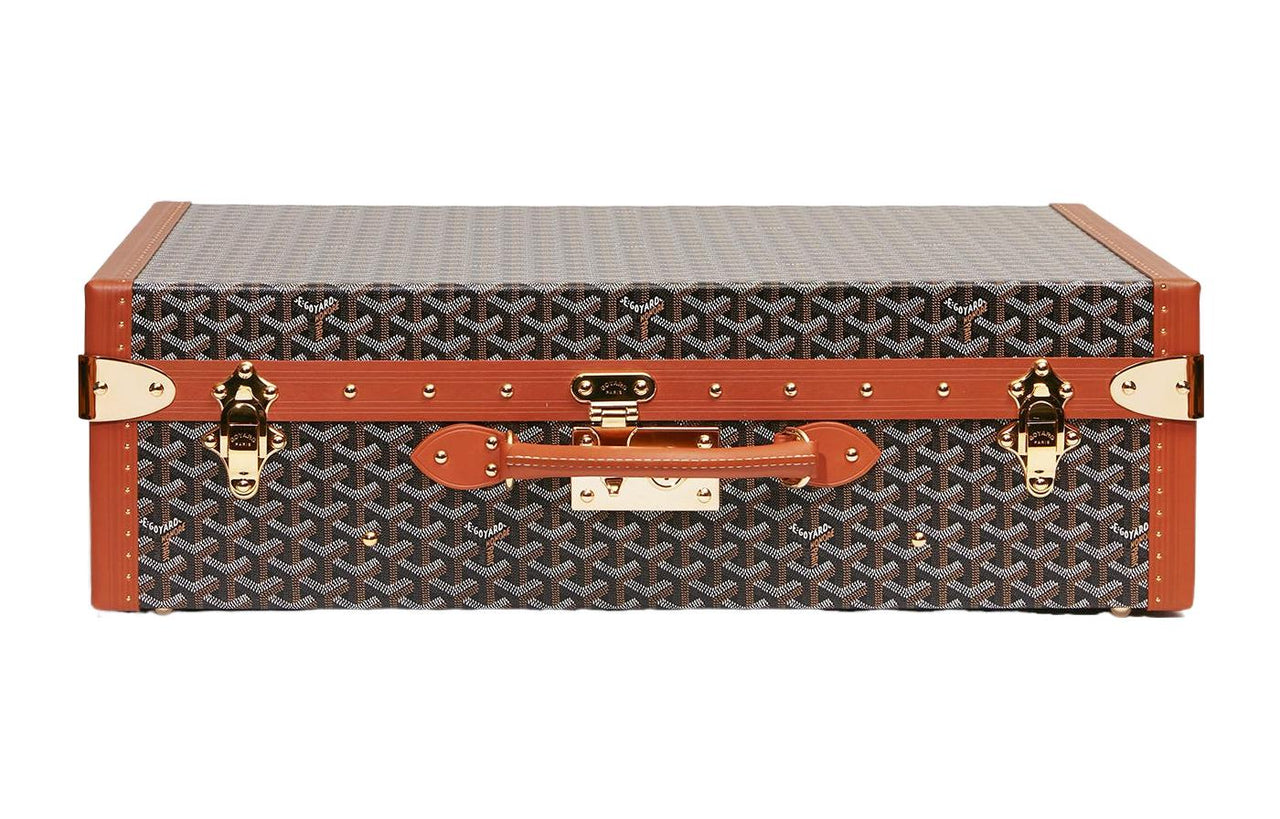 GOYARD Grand Hôtel Canvas With Leather Hard Case Handbag Unisex Brown