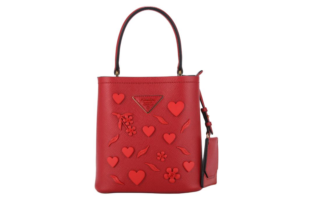 PRADA Cow Leather Shoulder Bag Crossbody Bag Handbag Women's Red