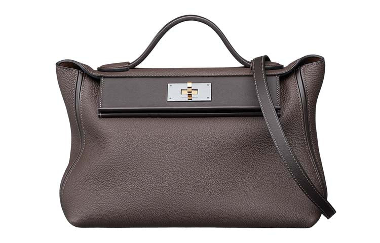 HERMES 24/24 Togo Leather With Swift Calfskin Handbag Shoulder Bag Crossbody Bag Women's Taupe