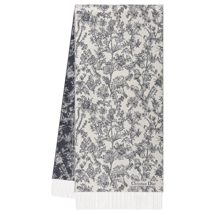 DIOR Cashmere Knit Scarves Women's Marine Blue