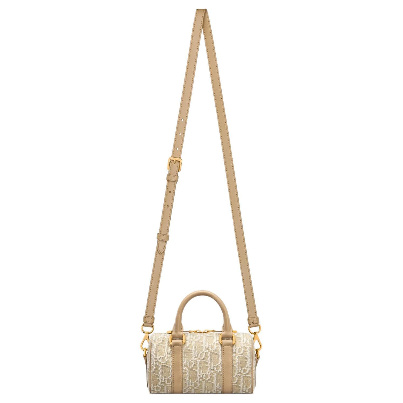 DIOR Groove Cotton With Cow Leather Patchwork Shoulder Bag Crossbody Bag Handbag Micro Women's Natural