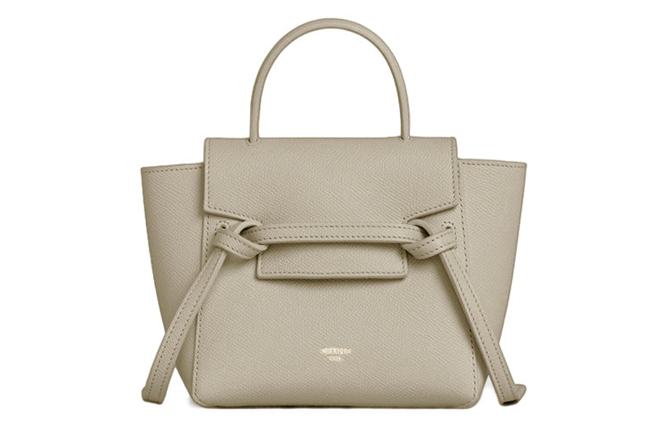CELINE Belt Grained Calfskin Catfish Bag Handbag, Shoulder Bag, Crossbody Bag Women's Gray Green