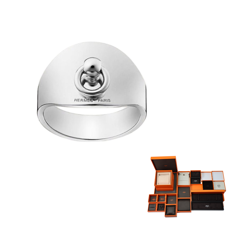 HERMES 925 Sterling Silver Rings Men's Silver