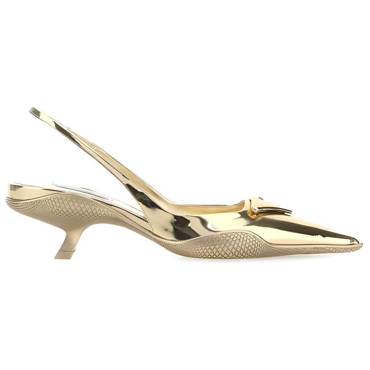 PRADA Cone Heel High Heels Women's Gold