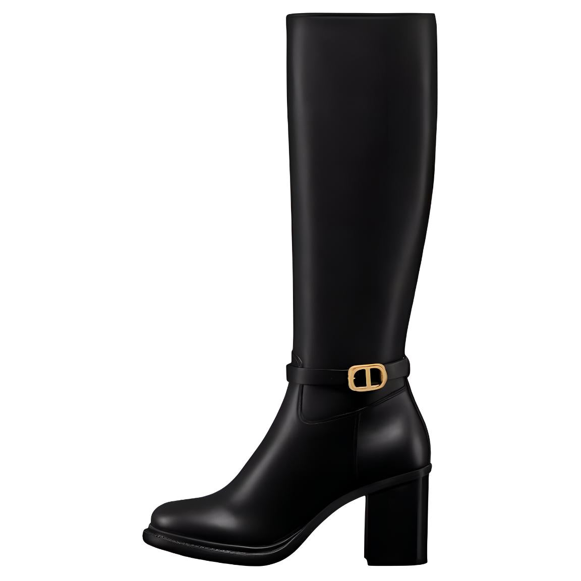 DIOR 30 Montaigne Knee-high Boots 7.5cm Women's Black Gold