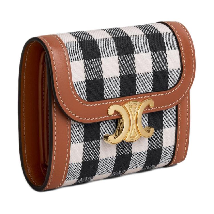 CELINE Fabric Wallet Women's Black White